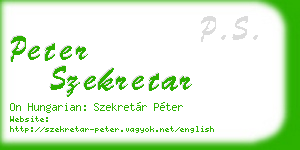 peter szekretar business card