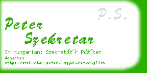 peter szekretar business card